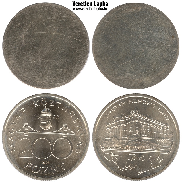 200 forint peremezett nyers lapka az 1993 és az 1998 közötti időszakból!